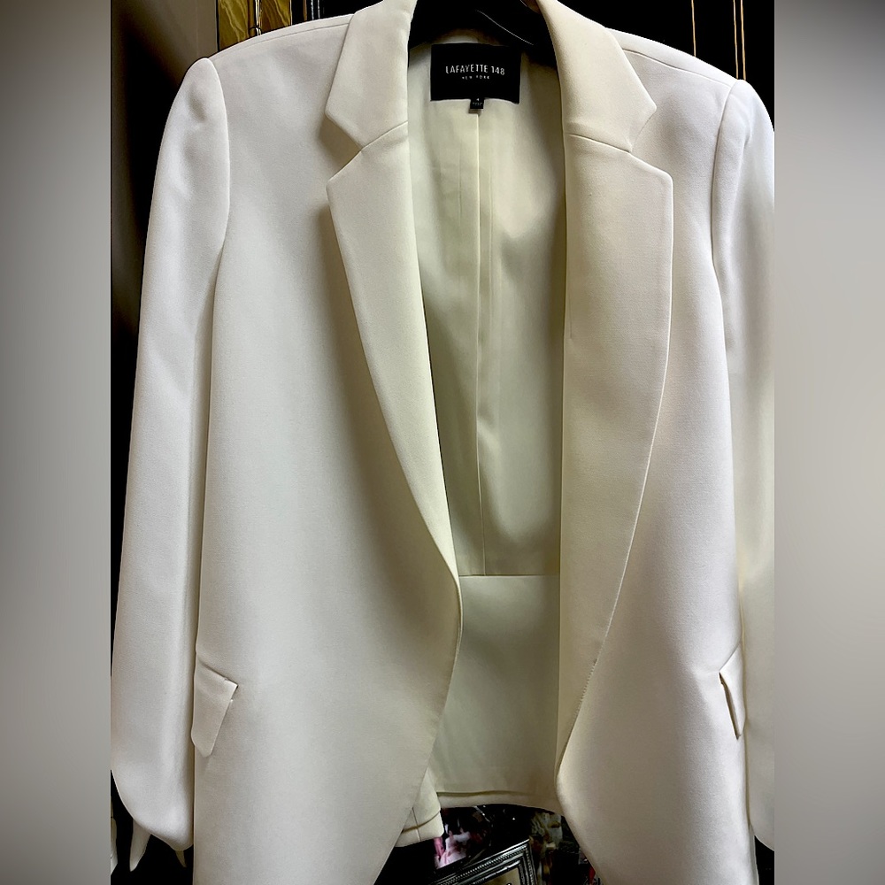 LAFAYETTE 148 New York White Women blazer with adjustable tie sleeves size 4